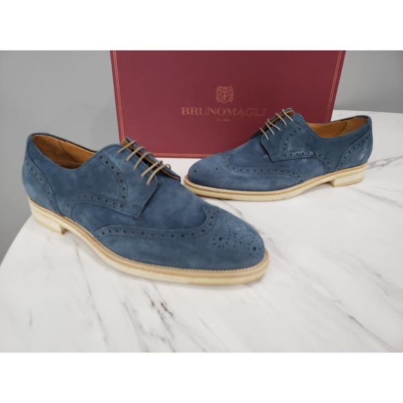 Bruno Magli Other - Bruno Magli Milano BM2MILN1 Mens Blue Suede Oxfords Wingtip & Brogue Shoes 7.5